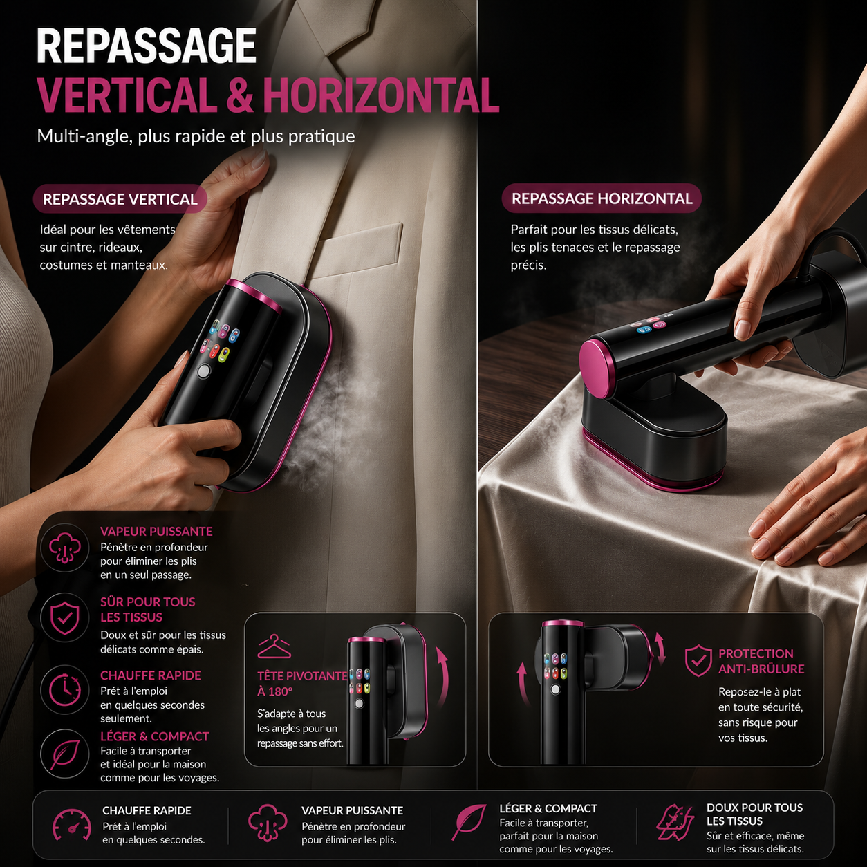 CalmaSteamPro™ - Système professionnel 2-en-1 pour vêtements