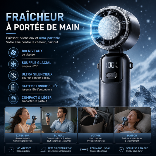BreezeGo™ - Ventilateur portable à 100 vitesses
