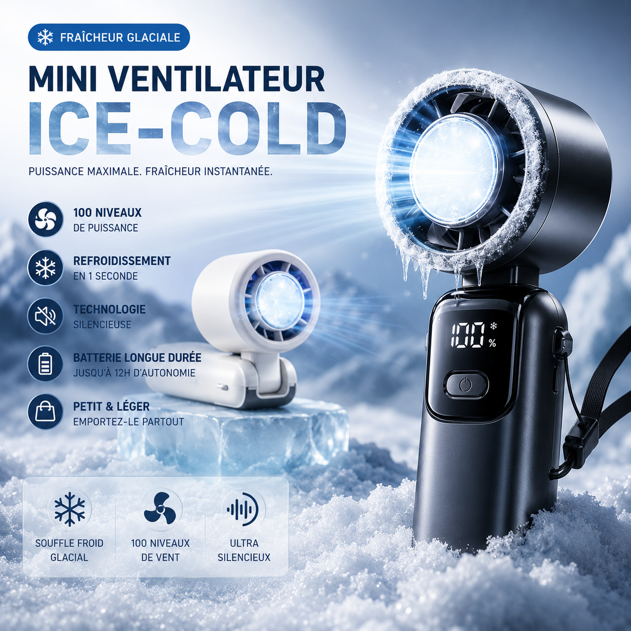BreezeGo™ - Ventilateur portable à 100 vitesses