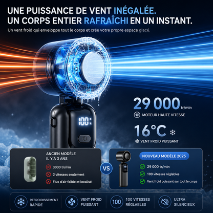 BreezeGo™ - Ventilateur portable à 100 vitesses