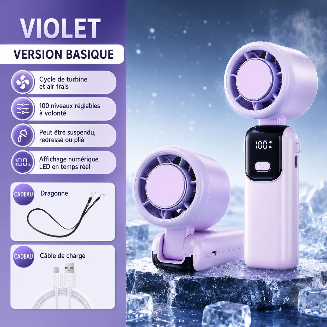 BreezeGo™ - Ventilateur portable à 100 vitesses