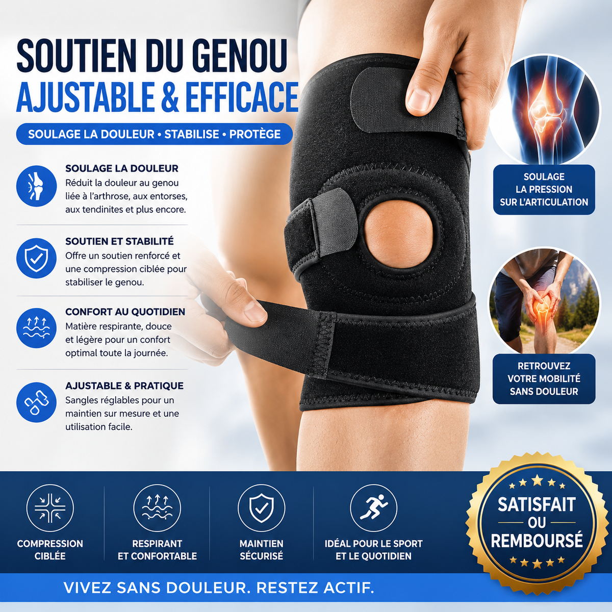 GenouFlex™ - Support de genou ajustable pour un confort au quotidien