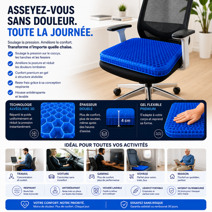 CloudSeat™ - Coussin d'assise ergonomique en silicone