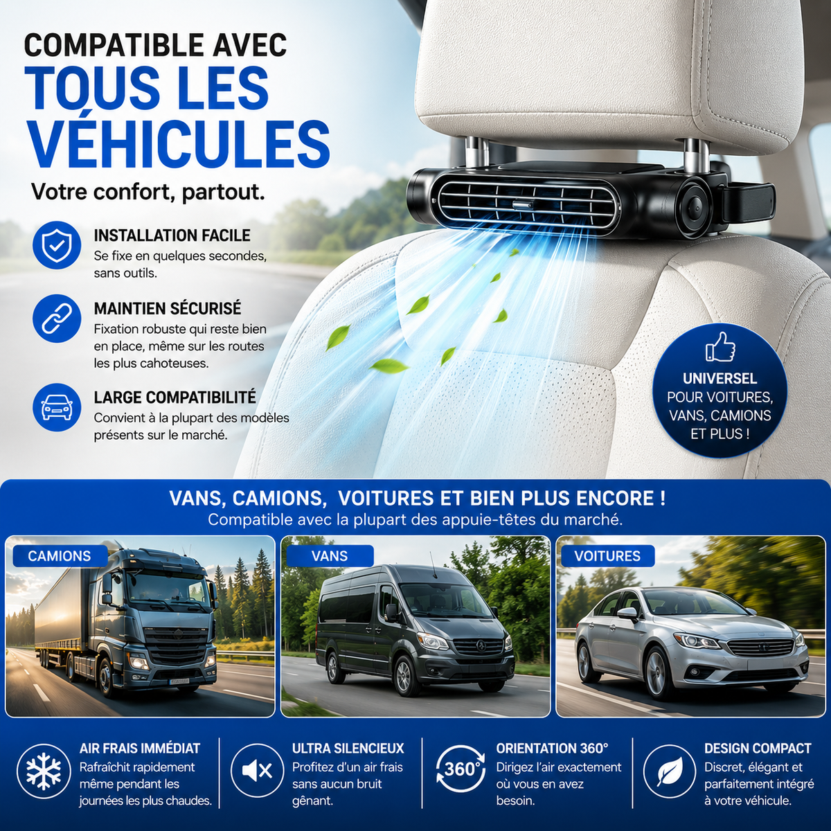 BreezeSeat™ - Ventilateur rafraîchissant pour siège auto