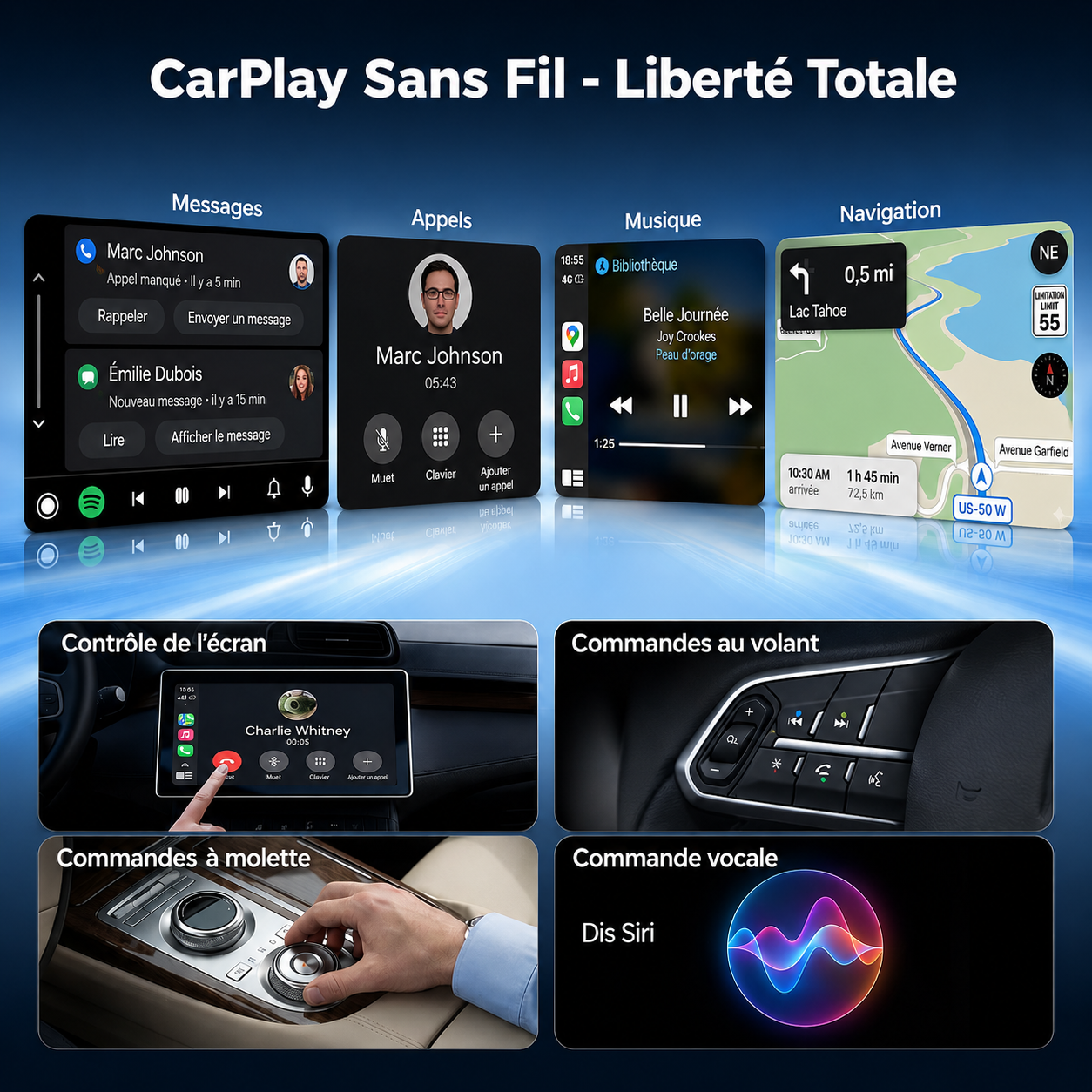 CarDisplay Connect Pro – Transformez CarPlay filaire en sans fil + diffusez vos applications sur l’écran de votre voiture
