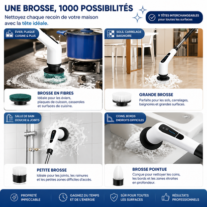 SpinEase™ – Brosse de nettoyage électrique sans fil 9-en-1