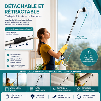 SpinEase™ – Brosse de nettoyage électrique sans fil 9-en-1
