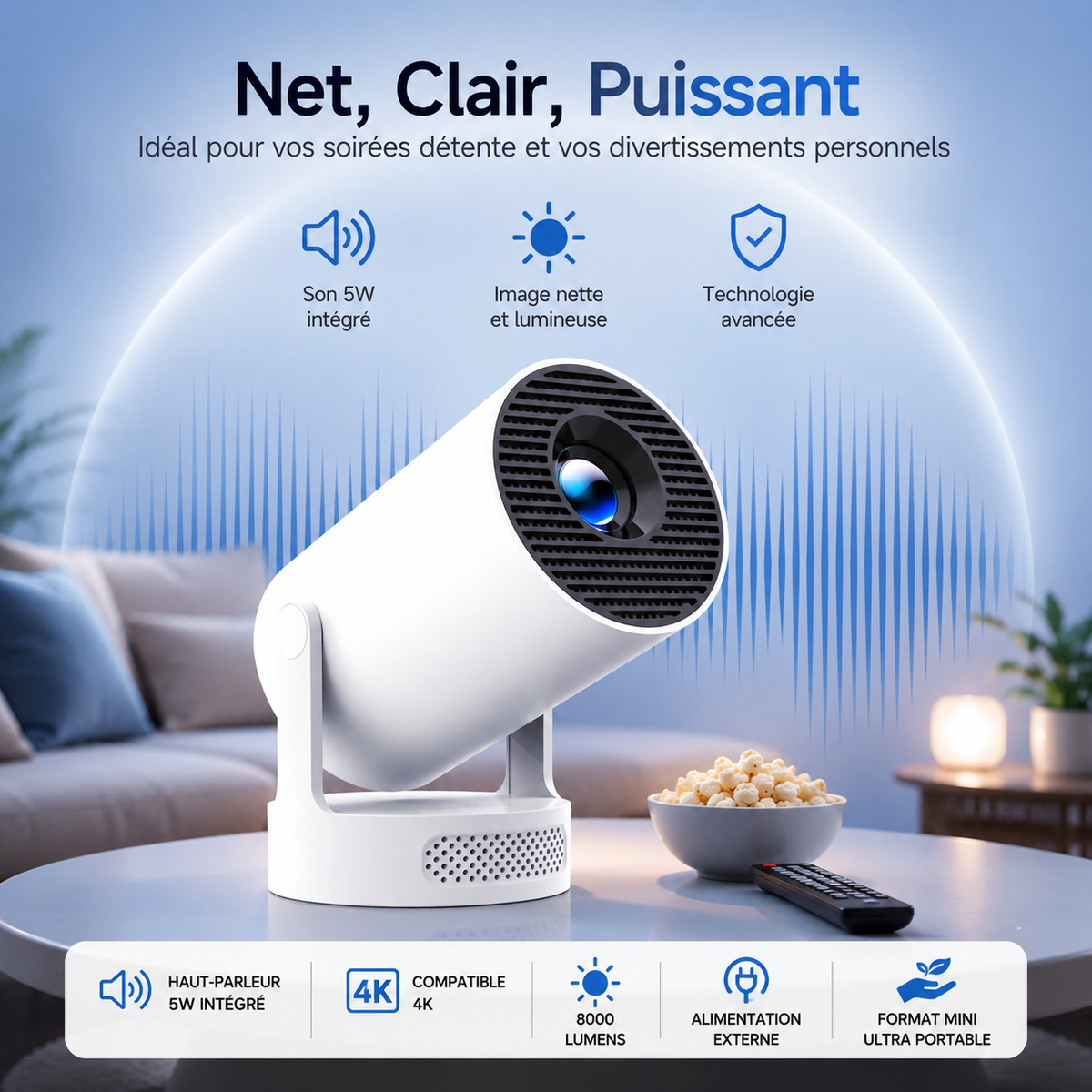 CinemaBeam™ Pro – Transformez N'importe Quel Mur en Votre Propre Cinéma