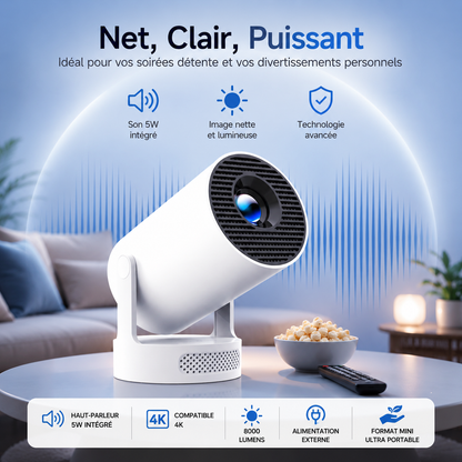 CinemaBeam™ Pro – Transformez N'importe Quel Mur en Votre Propre Cinéma